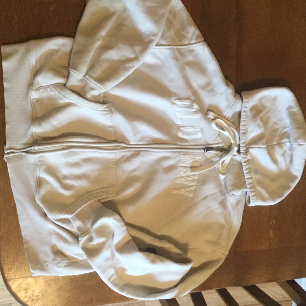 Old Navy White Full-Zip Hoodie Jacket